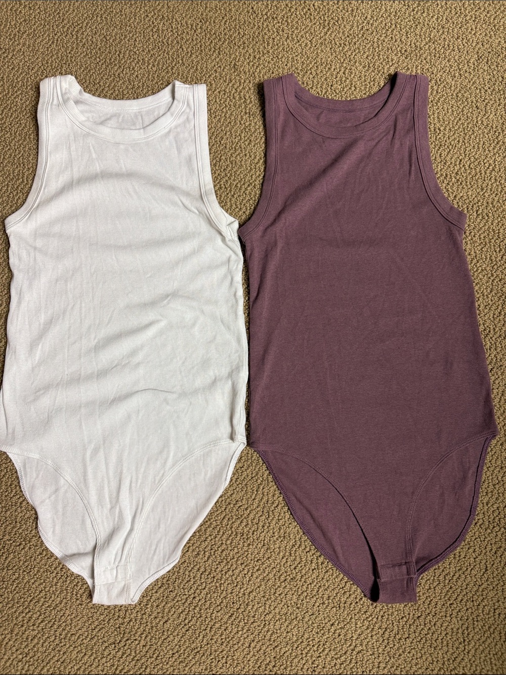 a new day Mauve Ribbed Tank Bodysuits Set